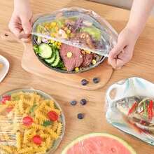 500/200/100片家用塑料保鮮膜，可拉伸透明盤蓋，一次性多用途，適合存放剩菜。特大尺寸適用於廚房碗盤，密封性佳，防塵，一次性密封保鮮膜（可選尺寸：38cm、50cm、70cm） - 彩色 - 查看 5