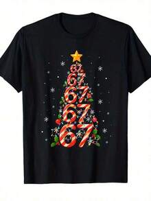 Funny Meme T-Shirt With Numbers 6 And 7 - Joke Design 67, Casual 100% Cotton T-Shirt For Men And Women, Birthday Gift Idea, Sizes S-XXXL, Single-Sided Print (Short Sleeve, Crew Neck) For Year-Round Wear And Humor - 黑色 - 查看 11