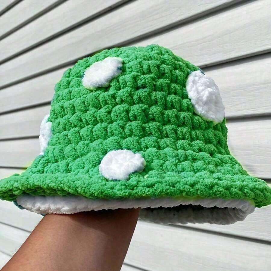 Women's Hat Handmade Crochet Yarn Mushroom Hat Cute Beautiful Fisherman Hat Daily Casual Warm Hat EHVN - 紅色 - 查看 1