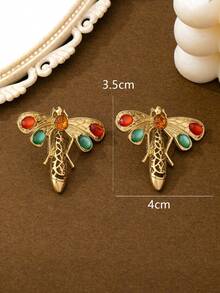 1 par de pendientes elegantes y minimalistas de estilo europeo y americano con diseño de libélula - Multicolor - Ver 5