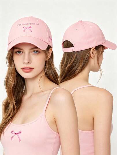 1pc Adjustable "I'm Literally Just A Girl" Baseball Cap, Outdoor Sun Protection Casual Hat Suitable For Spring/Autumn Travel, Beach, Unisex Y2K Style Cap