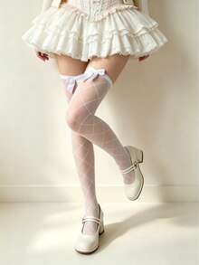 1 đôi tất dài đến đầu gối dành cho nữ, hoàn hảo cho váy Lolita và mặc hàng ngày. - Nhiều màu - Xem 2