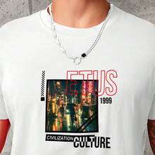 Urban Style Shirts With Bold Prints For Men - 白色 - 查看 8