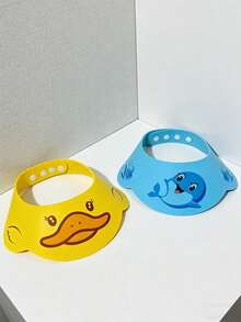 Gorro de ducha impermeable de dibujos animados, gorro de baño para champú de bebé, gorro de ducha portátil, sombrero para el sol, patrón de pato y delfín lindo - Protección de oídos de alta calidad - Multicolor - Ver 8