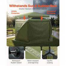 VEVOR Pop Up Gazebo Screen Tent, 3.6 X 3.6 M Large 6-Sided Camping Canopy Tent With Removable Top & Carry Bag, Quick-Set & Bite-Proof, Screen House Sun Shelter For 8-10 Persons Backyard Patio, Green - Star Canopy 12x12FT Army Green - 查看 8