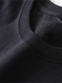 100% Baumwolle Herren T-Shirt, micro-elastisch, kurzärmlig, 180g atmungsaktiv, Rundhalsausschnitt, Grafik-T-Shirt, Casual, Sport, Streetwear, Sommer - Schwarz - Übersicht 5
