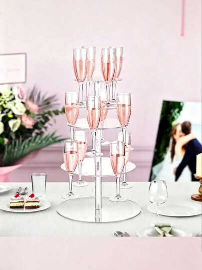Giá trưng bày dạng tháp hình chữ nhật trong suốt bằng acrylic 2/3 tầng với 32 khe cắm, thích hợp cho các bữa tiệc, đám cưới, trường học và các lễ kỷ niệm.