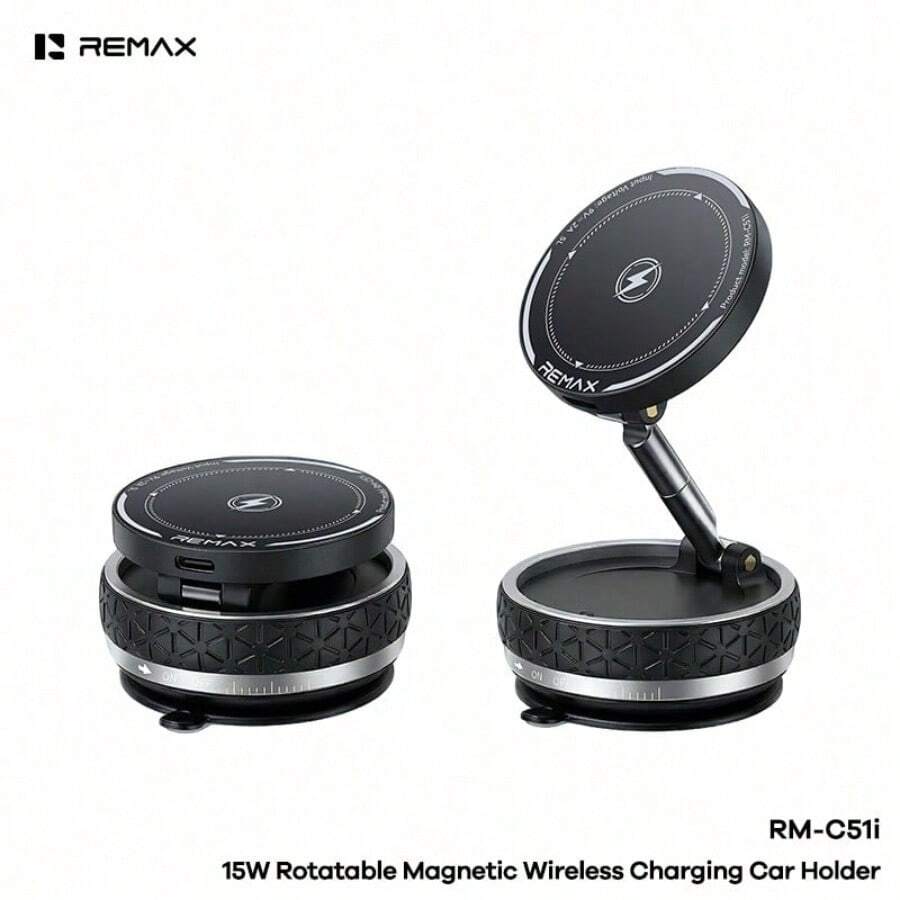 Remax 15W Rotatable Magnetic Wireless Charging Car Holder RM-C51i - A - View 1