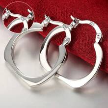 925 Sterling Silver Round Earrings, Elegant Dangle Earrings For Wedding Promises, Fine Hoop Earrings, Simple And High Quality, Versatile For Women. - 彩色 - 查看 12