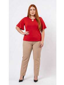 Plus Size Shirt Women's Blouse - Rojo - Ver 1