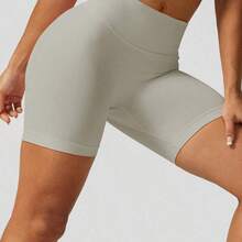 Nana's Women's Clothing Store NcmRyu 3 piezas Pantalones cortos deportivos de verano de cintura alta, de unicolor, sin costuras y elásticos para mujer - Negro01 - Ver 6