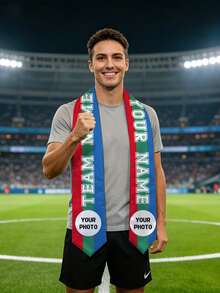 Custom Soccer Scarf With Your Name, Team Text & Photo - Personalized Football Fan Scarf For Sports Events, Tailgates, Game Day & Perfect Fan Gift - Multicolor - View 4
