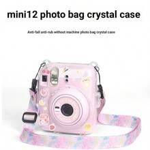 Camera Bag Instant Camera Protective Case Mini 12 Protective Shell Transparent Shell Crystal Shell Shoulder Strap Stickers Photo Bag Protective Shell 3-In-1 Set Strap Ckers Crystal Shell 3 PiecesSet Exquisite Gift Fashionable Portable - View 2