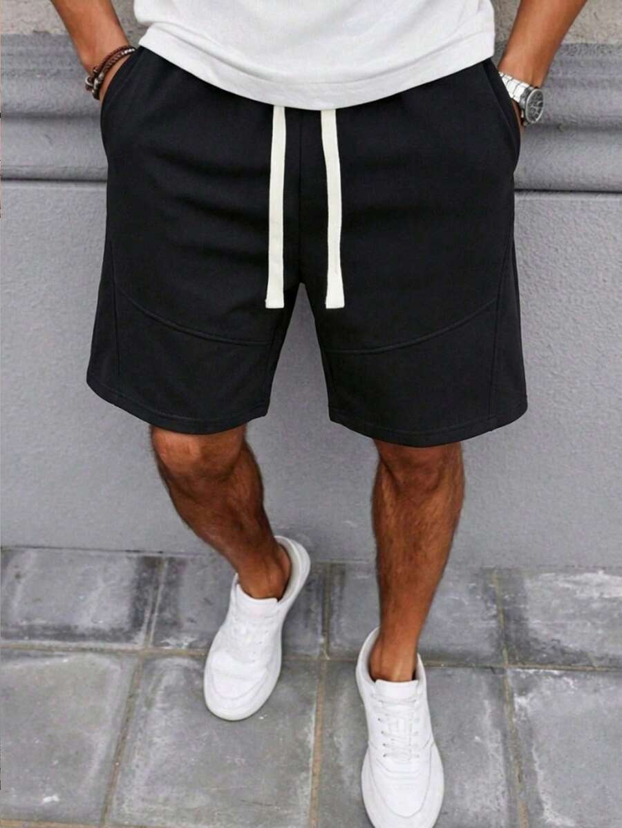 男士速干运动短裤一条,男士宽松休闲沙滩短裤一条,轻便透气健身短裤一条,休闲短裤一条。多种颜色可选。 - 黑色 - 查看 1