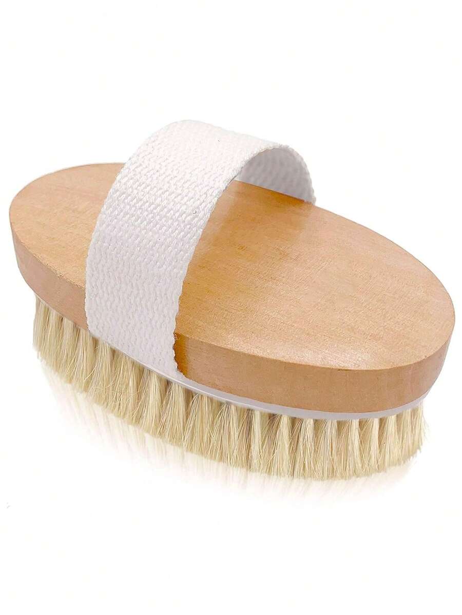 Non-Slip Soft Bristle Natural Plant Fiber Oval Bath Brush, Suitable For Dry Body Brushing And Wet Back Brushing, Deep Cleansing And Exfoliating, Fragrance-Free, Battery-Free