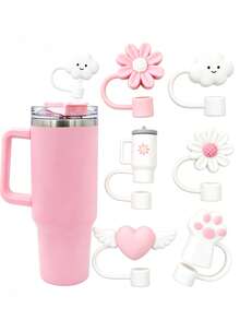 2/4/6pcs Straw Protective Caps Decorative Accessories, Dust-Proof Reusable Straw Covers, Compatible With Straws, Suitable For Women And Girls, Fashion Accessory, Gift, Souvenir, Back To School Gift, Graduation Gift, And Outdoor Activities Like Camping - Multicolor - View 4
