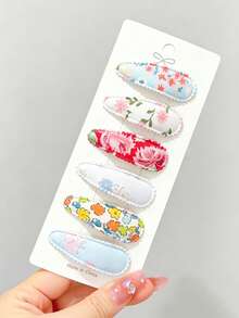 20/10pcs Multicolor Floral Fabric Hair Clips, Bangs Hairpins, Minimalist Cute Hair Accessories For Girls, Student Gift, Daily Use - Multicolor - View 2