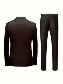 Men's 2-Piece Suit, Includes Jacket And Trousers, Elegant Formal Attire, Ideal For Parties, Meetings And Weddings - 黑色 - 查看 3