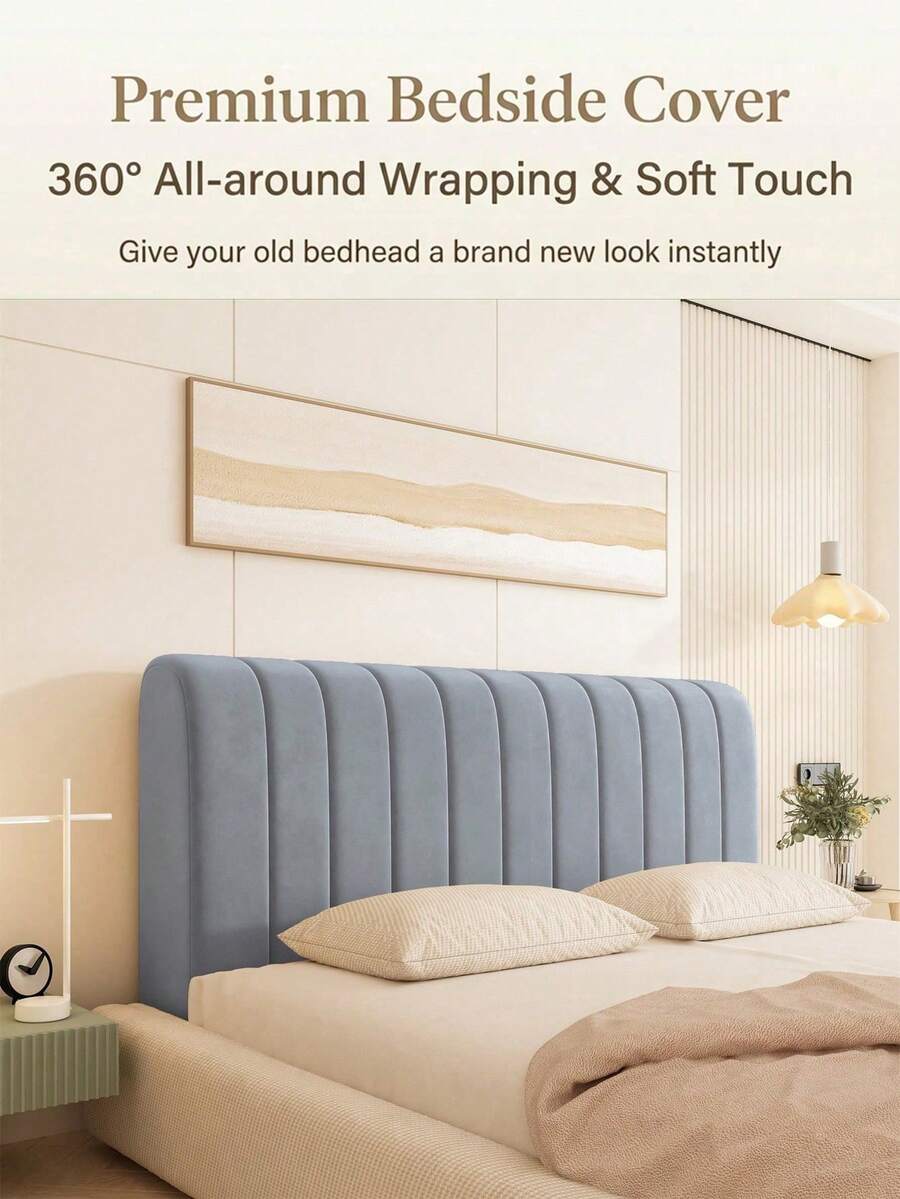Integrated Thickened Suede Headboard Cover, All-Inclusive Dust Cover, Double-Sided Soft Packaging, Anti-Collision Headboard Cover