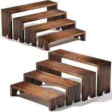 4-Tier Stackable Pine Display Table (8-Piece Set) For Trade Shows, Cupcake Stands, Cake Stands, Wooden Dessert Table Sets, Booth Displays, Cosmetics And Perfume Displays, Kitchen Spice Storage, And Outdoor Party Food Displays - View 10
