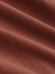 Blus Vela Rue Warna Polos Kancing Depan Lengan Pendek Leher Ikat Pinggang Pas Badan Warna Merah Bata, Pakaian Kembali ke Sekolah, Pakaian Musim Panas untuk Berpergian - Cokelat kemerahan - View 7