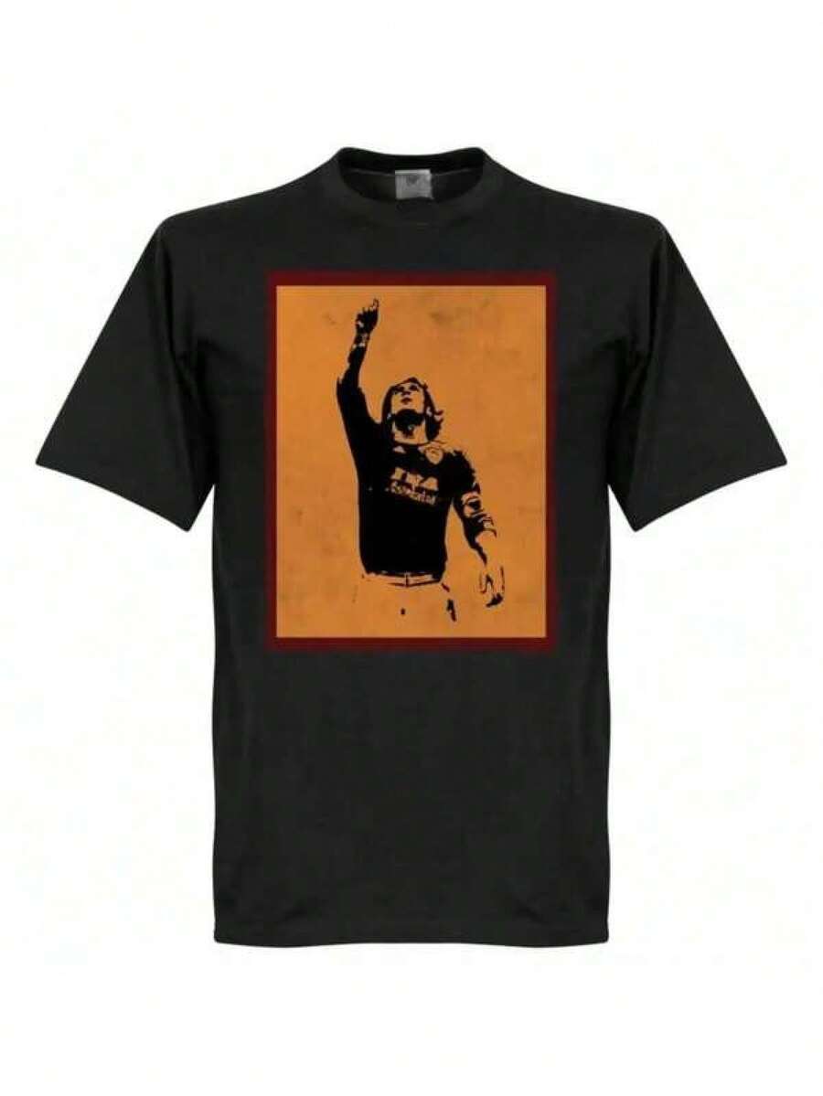 Men's Roma Retro Classic Totti Daniele De Rossi Commemorative Edition Jersey - Black With Red And White Graphic, Regular Fit, Casual Football Fan Apparel, All-Season Comfort, Soccer Jersey, Sports Fan Clothing, Classic Design, Durable Fabric, Fan Merchandise, Sports Enthusiasts - 黑色 - 查看 1