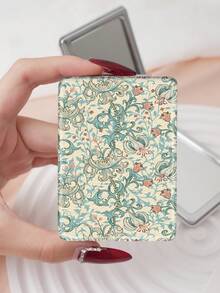 1PC Pastoral British Series Portable Vanity Mirror, Foldable Lightweight Ultra-Thin Convenient Hand Mirror, Durable PU Leather, Suitable For Multiple Scenes And All People, Rectangular Small Mirror, Pocket Mirror, Fresh Style With Unique Floral And Heart Pattern Design, Exquisite And Delicate Structure, Reliable And Shockproof, Easy To Carry, Handheld Makeup Mirror, 180° Flip Cover, Multifunctional - Multicolor - View 7