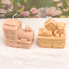 Zhonghui Mold 3D可愛小火車矽膠模具，可用於蠟燭製作、可重複使用，節日禮盒熊樹造型，肥皂樹脂石膏模具，DIY手工裝飾 - Train - 查看 5