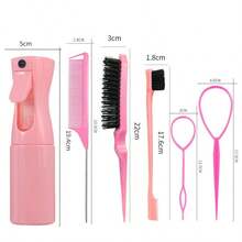 Bộ dụng cụ tạo kiểu tóc 6 món/4 món/3 món kèm bình xịt, lược uốn tóc unisex, bao gồm 1 bình xịt + 1 lược duỗi tóc + 1 lược tạo độ phồng + 1 lược đuôi nhọn + 2 dụng cụ tết tóc, đồ trang điểm, bộ mùa hè Y2K, dụng cụ tạo kiểu tóc và phụ kiện tóc. - Nhiều màu - Xem 6