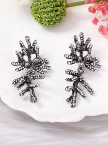 1 Đôi bông tai hình san hô đính đá lấp lánh kiểu cổ điển, phụ kiện cao cấp sang trọng dành cho phái nữ. - Bông tai san hô đính kim cương - Xem 6
