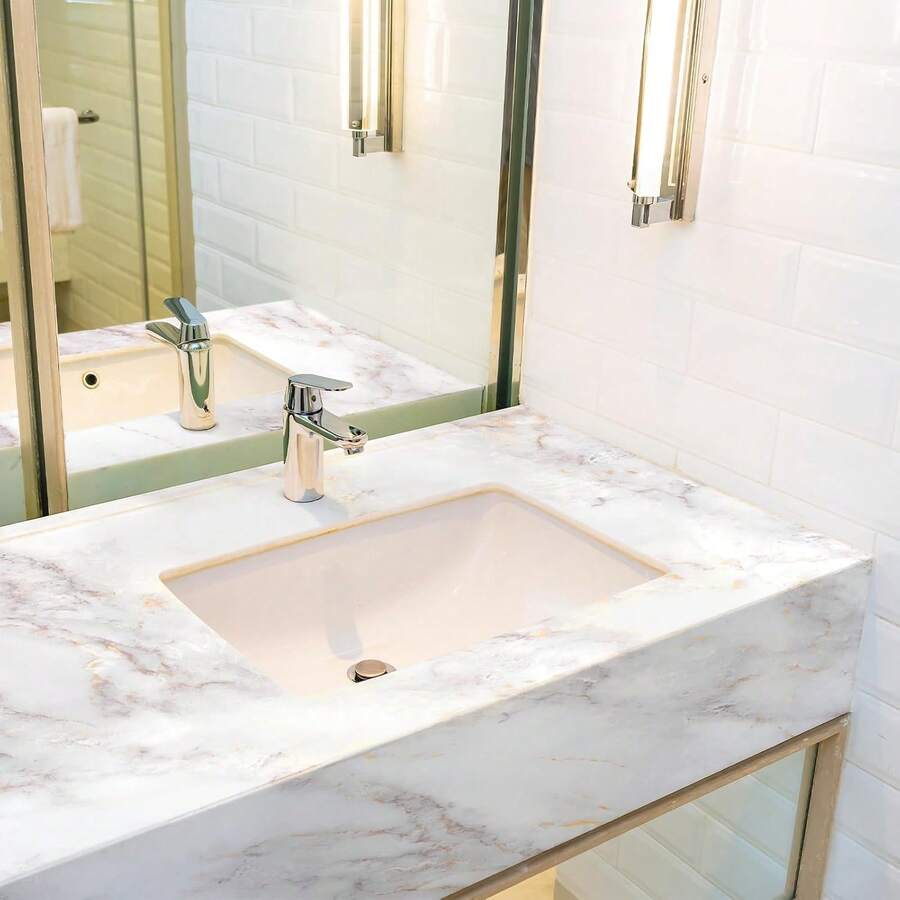 1 Roll Self-Adhesive Marble Vinyl Wallpaper, Washable, Stain-Resistant, Removable Wall Sticker, Suitable For Kitchen, Bathroom And Hotel Decoration, Durable Kitchen Wallpaper 40CM*100/300/500CM