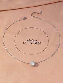 1pc Silver Pendant Necklace With Snake Chain, Decorated With Pink, Purple, Clear Crystal, Blue, And Turquoise Gemstones, Suitable For Women's Daily Wear, Graduation Ceremony, Summer Wedding, Holiday Celebration, A Sparkling And Charming Gift Choice - Silver - View 7