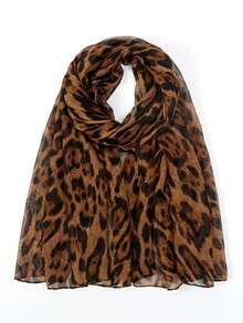 1pc Women's Scarf Bohemian Leopard Print Hijab, Lightweight & Breathable, Suitable For Daily Wear,Travel Essential,Holiday - Caramel - View 8