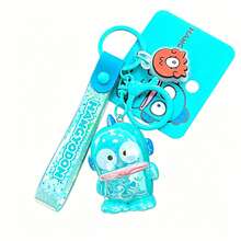 MINISO Sanrio Hangyodon 蒂爾色亮片掛繩鑰匙圈，可愛角色迷你公仔包飾吊飾，附 Hangyodon 標籤與蒂爾色夾扣鉤，背包手提包配件，開學季禮物 - 樣式 3 - 查看 7