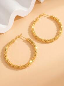 3pcs Fashionable Personalized Asymmetrical Bracelet And Earring Set, Suitable For Daily Wear And Holiday Gifts - Gold - View 7