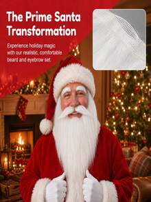 White Beard & Eyebrows Party Decoration Accessory, Natural Wear Effect, Suitable For Adults Of Both Genders, Applicable For Halloween, Costume Parties, Masquerade, Role-Playing, Christmas, Thanksgiving - Multicolor - View 3
