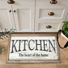1pc Home Decor, Kitchen Text & Graphics Printed Mat, Silica Gel Kitchen Carpet, Washable Rectangular Rug, Suitable For Living Room, Bedroom, Hallway, Bathroom, Laundry Room - Polyester Carpet, Indoor & Outdoor Home Decor - Multicolor - View 9
