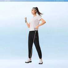 Quần jogger nữ LI-NING thấm hút mồ hôi, thoáng khí, thích hợp mặc thường ngày và tập thể dục AYKW280-1 - màu đen - Xem 2