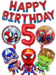 Marvel-Themed Balloons - Birthday Happy Letter Set With Numbers 1-9 - Cartoon-Shaped Spider-Man Aluminum Foil Film Balloons, Spider-Man Aluminum Foil Film Birthday Party Decoration Balloons, Decorations For Various Holiday Parties And Gatherings, Spider-Man Superhero Children's Party Decorations, Festival Parties, Family Gatherings, Etc., Indoor Christmas Decoration - Multiple Styles - View 8