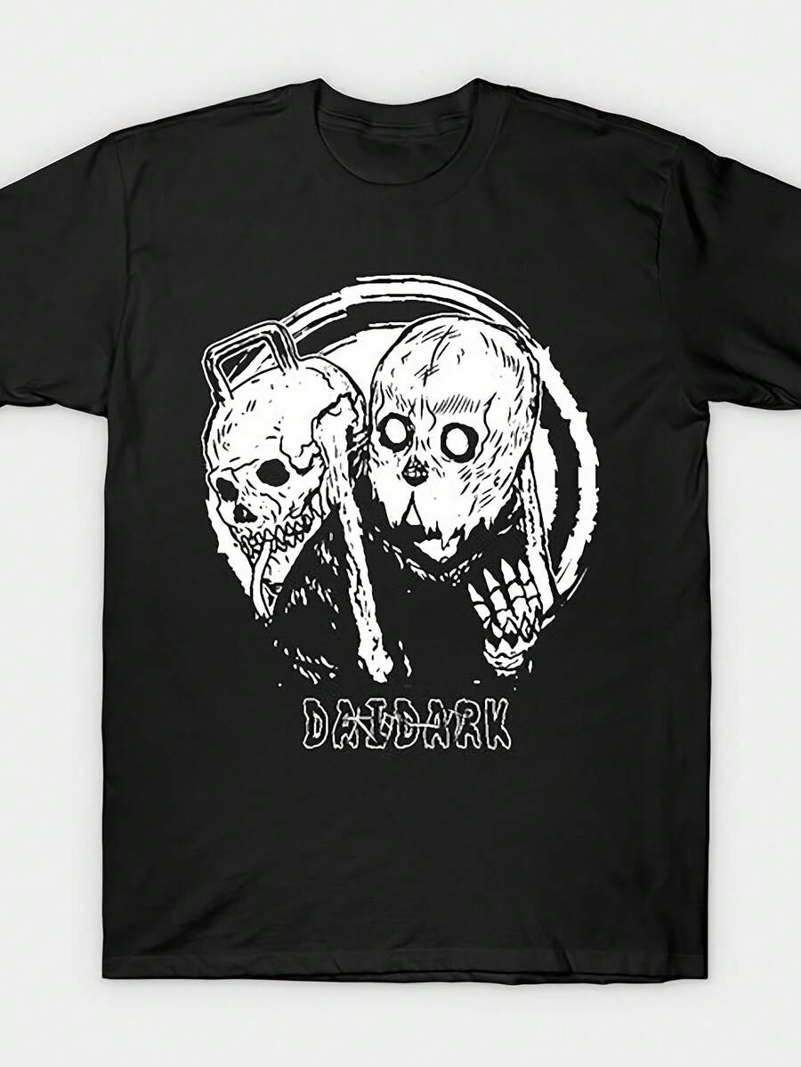 Sanko And Avakian DAI DARK Manga Anime Design V2 Shirt Soft And Stretchy Regular Fit Suitable For All Body Types Very Comfortable Loose And Comfortable Black Round Neck Shirt - Back - View 1