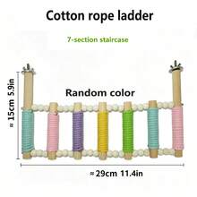 1个木制鸟梯，鹦鹉桥绳梯，鸟类玩具，宠物攀爬梯 - 适用于玄凤鹦鹉、爱情鸟、锥尾鹦鹉、仓鼠、松鼠和其他小型动物 - 查看 10