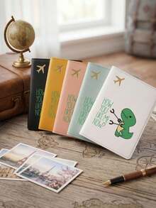 1pc Cute Cartoon Dinosaur Passport Cover, Travel Passport Holder, Suitable For Travel, Vacation, Birthday, Anniversary Gift, With Card Slots And ID Holder, Fashion Gift For Men And Women, Outdoor Travel Accessories, Cruise Essential, Available In Yellow, Black, Blue, Pink, Red, White - Multicolor - View 4