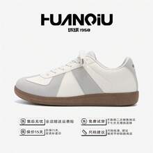 Zapatos casuales unisex, talla 36-45, zapatos casuales de mujer y zapatos deportivos de hombre, zapatos planos de suela blanda con cordones, zapatos cómodos y livianos de hombre para uso diario, de corte bajo,,,,,Zapatos de entrenamiento alemanes ZHQ5767 para aumentar la altura, planos, cómodos, de moda, retro, de nicho, casuales para hombre, para otoño. - beige - Ver 2
