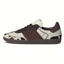 Zapatos casuales unisex, talla 36-45, zapatos casuales de mujer y zapatos deportivos de hombre, zapatos planos de suela blanda con cordones, zapatos cómodos y livianos de hombre para uso diario, de corte bajo,,,,,Zapatillas de entrenamiento alemanas vintage de 2026, de cuero genuino, con punta redonda, versátiles, con franjas de colores contrastantes, zapatillas casuales con cordones. - Verde militar - Ver 4