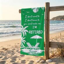 1pc Retirement Themed Funny Slogan Printed Ultra-Soft Microfiber Beach Towel, Available In Multiple Sizes Beach Blanket, Lightweight, Suitable For Swimming, Camping, Sports, Beach Or Gym, Beach Accessories | Modern Beach Towel | Durable Beach Mat, Beach Towel - Grass Green - View 7