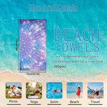 1 Stück Traumhafter Mandala Muster Lila & Blau Strandtuch, super weiche Mikrofaser extra große Stranddecke, hochabsorbierend, geeignet für Reisen, Schwimmbad, Tauchen, Surfen, Yoga, Camping, in verschiedenen Größen erhältlich, Strandaccessoires - Mandala-Muster - Übersicht 21