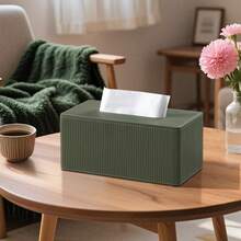 Grün gestreifte PU-Leder Taschentuchbox-Abdeckung, erhältlich in rechteckigen und quadratischen Stilen, geeignet für Auto, Wohnzimmer, Schlafzimmer und Badezimmer - Verschiedenfarbig - Übersicht 9