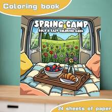 1 Spring Camping Themed Coloring Book, 24 Single-Sided Pages, Featuring Adorable Camping Scenes, Outdoor Adventure, Suitable For Beginners, Nature, Relieve Stress, Enjoy Spring Life, Spring Activities, Camping Enthusiasts, Nature Lovers, Road Trip - Single Piece - View 6
