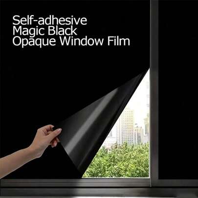 1 rollo, 19.8*78.7 pulgadas, se puede cortar para ajustarse al tamaño de la ventana, película tintada negra opaca de vidrio, elegante de alta gama, autoadhesiva, protección de privacidad, oscurecimiento y sombreado solar + aislamiento térmico, película de ventana de vidrio completamente opaca