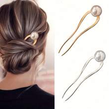 1/2pcs Luxury Pearl U-Shaped Hair Clip, New Chinese Style Elegant Hair Accessory, Minimalist Versatile Hair Barrette - Multicolor - View 7